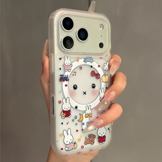 Ốp điện thoại Miffy có họa tiết nơ có giá đỡ tương thích với iPhone 11 12 Pro 13 Pro Max 15 Pro Max 14 16 Pro 16 Plus 17 Air 17 Pro 17 Pro Max