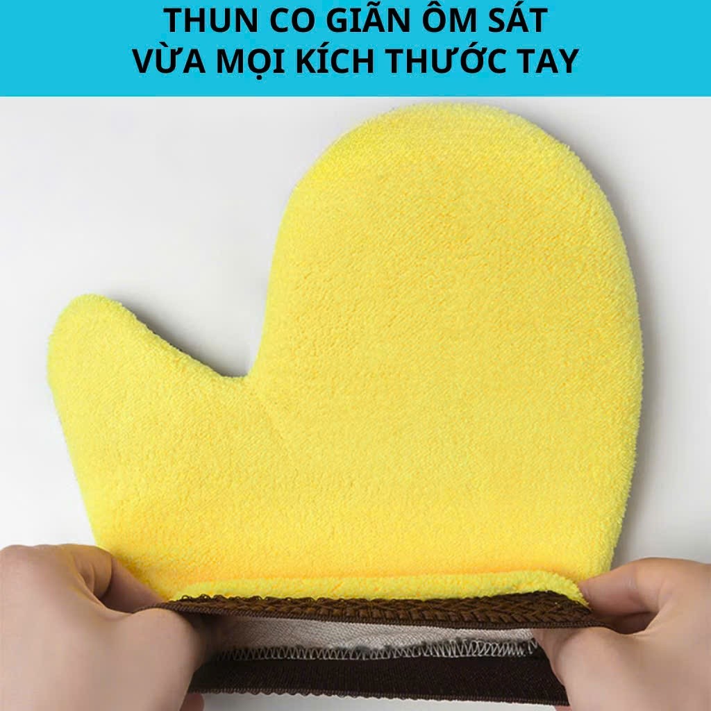 Bao Tay Rửa Xe, Găng Tay Lông Mềm Mịn Chuyên Dùng Rửa Xe Ô Tô Xe Máy, BTRX01
