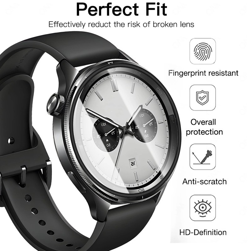 1-3 Chiếc Bảo Vệ Màn Hình Cho Xiaomi Watch S5 S4 Sport 46mm 47mm 41mm HD Trong Suốt Kính Cường Lực Cho Xiaomi Watch S3 S2 S1 Pro 46mm 42mm Hoạt Động Cong Cạnh Đen Phim Kính