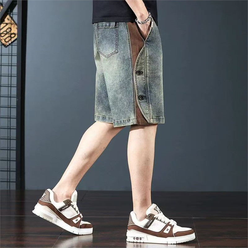 Quần Short Denim Dáng Rộng Phong Cách Mỹ, Mùa Hè Thon Gọn, Mặc Ngoài Trời