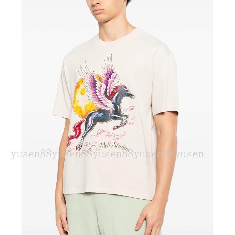 Áo thun cổ tròn ngắn tay phong cách mới, in họa tiết Pegasus