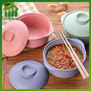 SWEET Bát Mì Ăn Liền Có Nắp Súp Bát Cơm Nóng Học Sinh Hộp Đựng Thực Phẩm Khỏe Mạnh Bộ Đồ Ăn Bát Bộ Đồ Ăn n