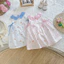 Váy Đầm Hè Thô Cotton Sát Nách Cổ Sen Nơ 2 Bên Cho Bé Gái Đi Học Đi Chơi Xanh- Hồng