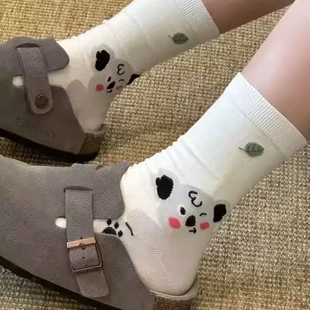 Tất lưới thoáng khí cho nữ bé gái, thiết kế mũi liền mạch, họa tiết hoạt hình Nhật Bản và 4 mẫu động vật từ vải polyester mềm.