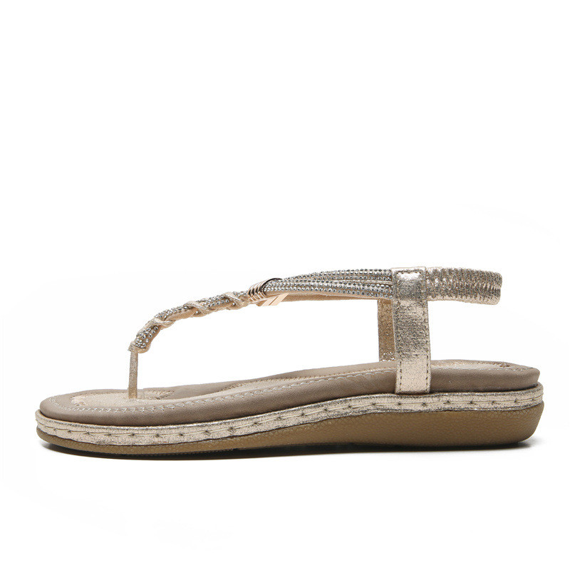 3 Màu Size Lớn 35-42 Dép Đế Bằng Nữ Kim Cương Giả Chống Trơn Trượt Flip-flop Phong Cách Bohemian Xuân Hè Mặc Ngoài Giày Đi Biển Thời Trang Thoáng Khí D8K1
