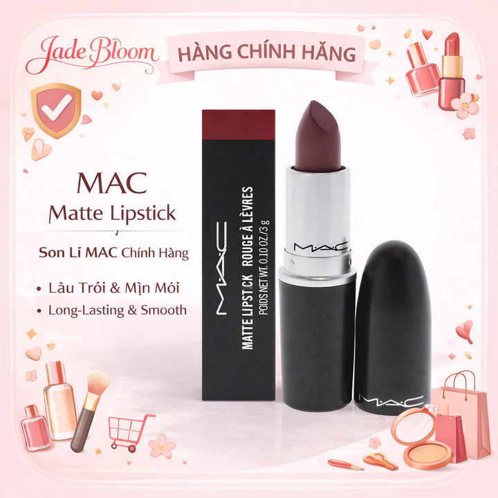 【Chính Hãng】 MAC Matte Lipstick 3g – Son Thỏi Lên Màu Chuẩn, Mềm Môi, Tự Nhiên, Fullsize