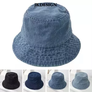 JKDESIGN Da Lộn Panama Mũ Vải Denim Unisex Nam Nữ Mũ Ngư Dân