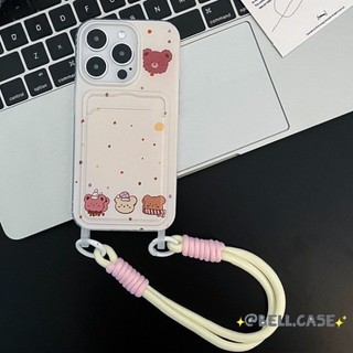 Ốp lưng iPhone 17 16 15 14 13 12 11 Pro Max X XR Max 7 8 Plus Dễ thương Cub Lanyard trường hợp điện thoại