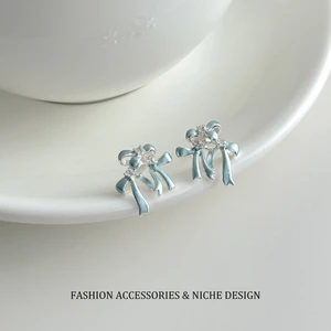 Thời Trang Ba Màu Nơ Zircon Bông Tai Nữ Cổ Tích Phong Cách Độc Đáo Sang Trọng Phù Hợp Với Tai Cao Cấp Trang Sức