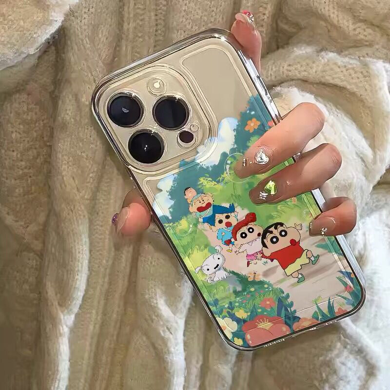 Mùa Xuân Đi Chơi Crayon Shinchan Ốp Lưng Điện Thoại Samsung Galaxy S21 S10 S20 Plus FE S22 Note 20 Ultra J7 Prime Note 10 Plus Lite A11 Vỏ Hoạt Hình Dễ Thương Chống Sốc Thời Trang TPU Trong Suốt