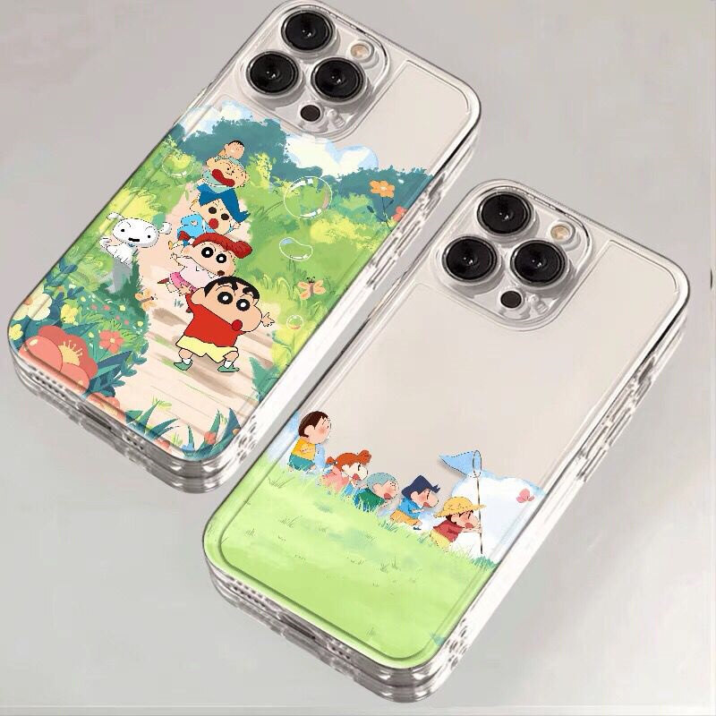 Mùa Xuân Đi Chơi Crayon Shinchan Ốp Lưng Điện Thoại Samsung Galaxy S21 S10 S20 Plus FE S22 Note 20 Ultra J7 Prime Note 10 Plus Lite A11 Vỏ Hoạt Hình Dễ Thương Chống Sốc Thời Trang TPU Trong Suốt