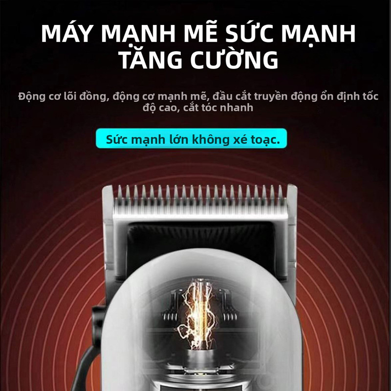 Tông đơ cắt tóc không dây chuyên nghiệp,Lưỡi titanium, màn hình LED hiển thị pin, dùng được cho cả gia đình và thú cưng