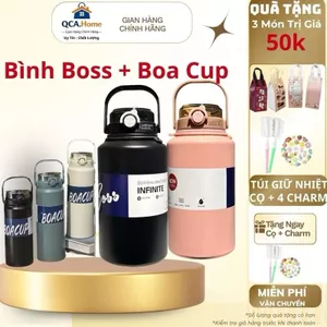 <Hot Tặng Túi Giữ Nhiệt >Bình giữ nhiệt Boss dung tích 1000ml inox 316 thiết kế đơn giản, màu sắc nhẹ nhàng có quai