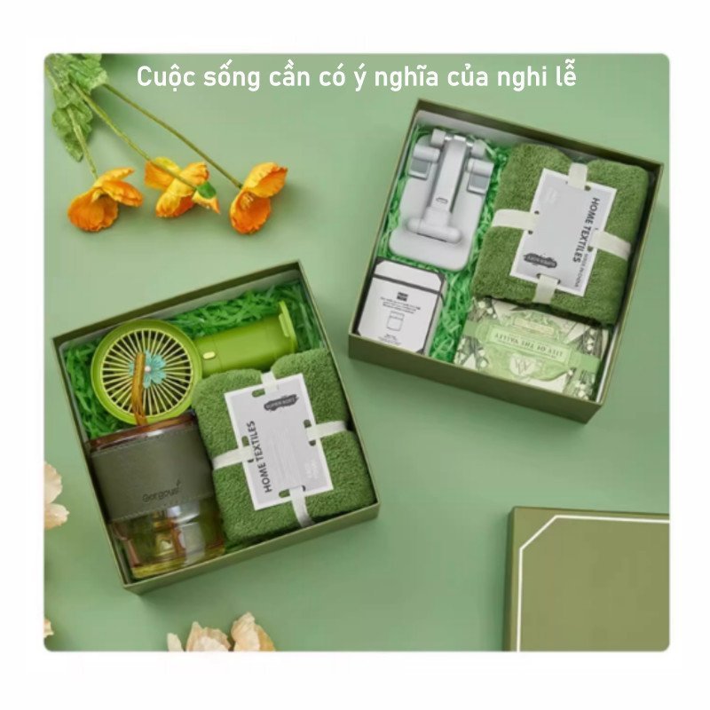 Bộ quà tặng xanh lá chất lượng cao hộp bìa cứng tinh tế dành cho bạn gái ngày sinh nhật Valentine