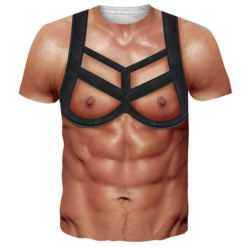 Áo thun unisex in hình cơ bắp 3D đáng yêu - Áo ngắn tay mới lạ