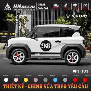 Tem dán xe VF3 - Decal dán xe VF3 MẪU TEM THỂ THAO CÁ TÍNH . 1 bộ dán 2 bên ( mẫu VF3 - 103 )