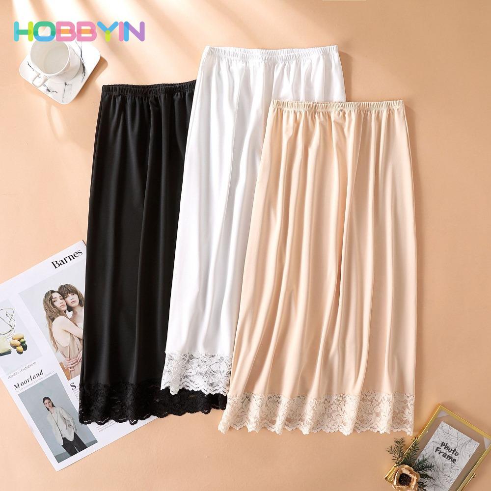 Hobbyin Váy Lót Petticoat Modal Silk Mỏng Như Băng, Cạp Cao Thun Ren Màu Trơn