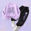 Dễ Thương Kuromi Hoạt Hình Trẻ Em Áo Khoác Bộ Dài Tay Top Jogger Đáy Trang Phục Thường Ngày