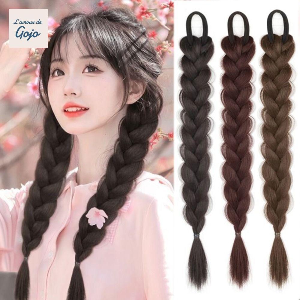 GOJO Bện Đuôi Ngựa tự nhiên tổng hợp, màu nâu ngọt ngào cho bé gái