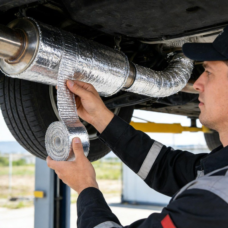 5 / 10M Ống Xả Bọc Nhiệt Nhôm Lá Sợi Thủy Tinh Cách Nhiệt Băng 2000F Bảo Vệ Nhiệt Độ Cao Cho Ô Tô Xe Máy Đầu Ống