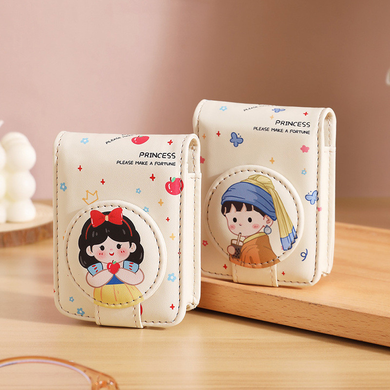 Túi son môi bằng da PU Mini hoạt hình dễ thương có gương - Ví đựng đồ trang điểm