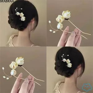 Kẹp tóc hợp kim mộc lan với thiết kế hoa văn thanh lịch hình chữ U, phù hợp trang trí mái tóc