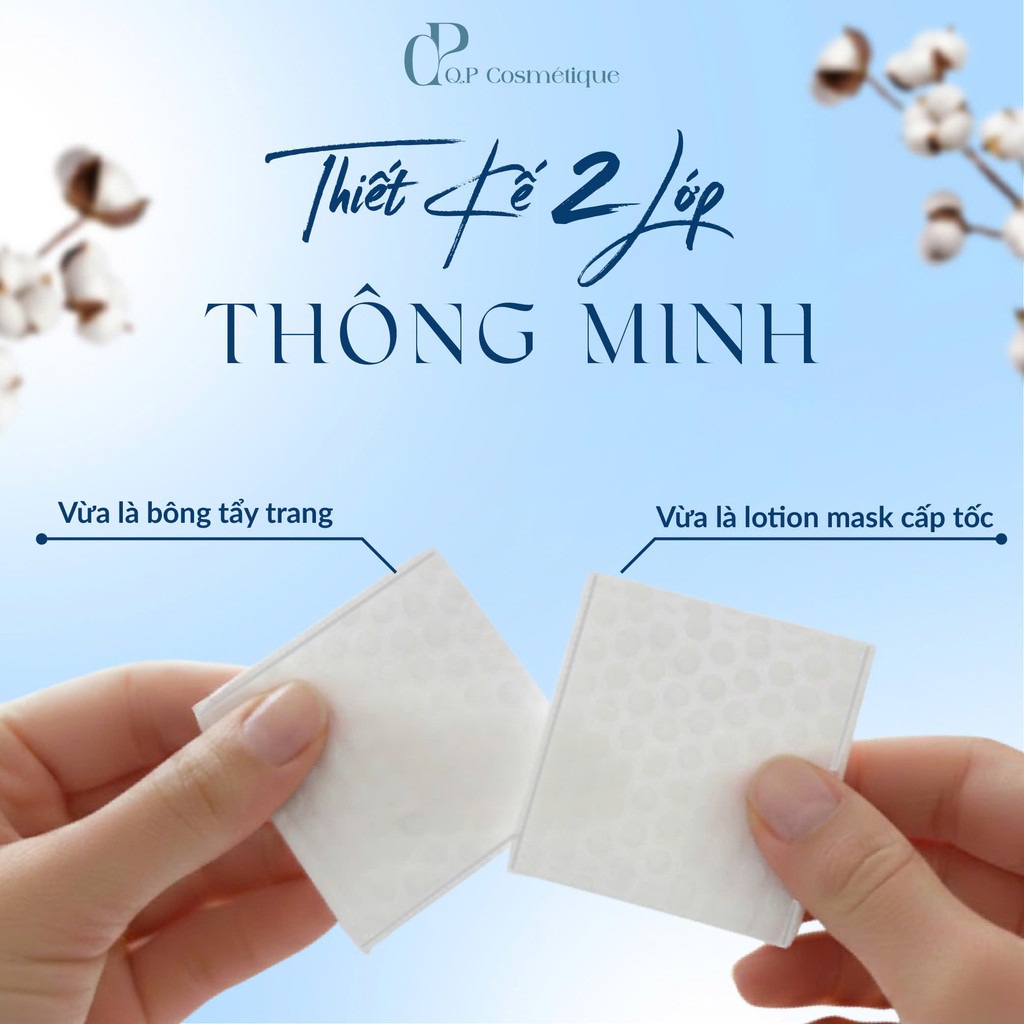 Combo 4 Gói | 600 Miếng Bông Tẩy Trang Q.P Cosmétique Không Xơ Không Rách, Hạt Massage Sạch Sâu