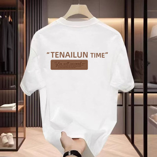Áo thun nam cổ tròn thoải mái, in hai mặt, phong cách thể thao thường ngày.