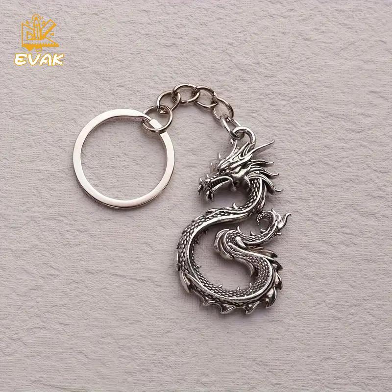 Alittlesetrtu Vintage Bạc Hợp Kim Kẽm Hình Rồng Móc Khóa Mặt Dây Chuyền, Quà Tặng Sinh Nhật Hoặc Ngày Lễ, Sản Phẩm Thời Trang Sáng Tạo, Phong Cách Retro VN