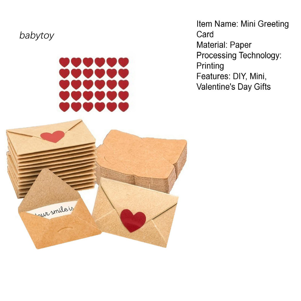 Thiệp chúc mừng mini BABY Thiệp chúc mừng thủ công 30 / 60 Chiếc Giấy ghi chú tình yêu mini có phong bì Thẻ dán trái tim tự làm cho ngày lễ tình nhân Quà tặng lãng mạn cho bạn trai bạn gái