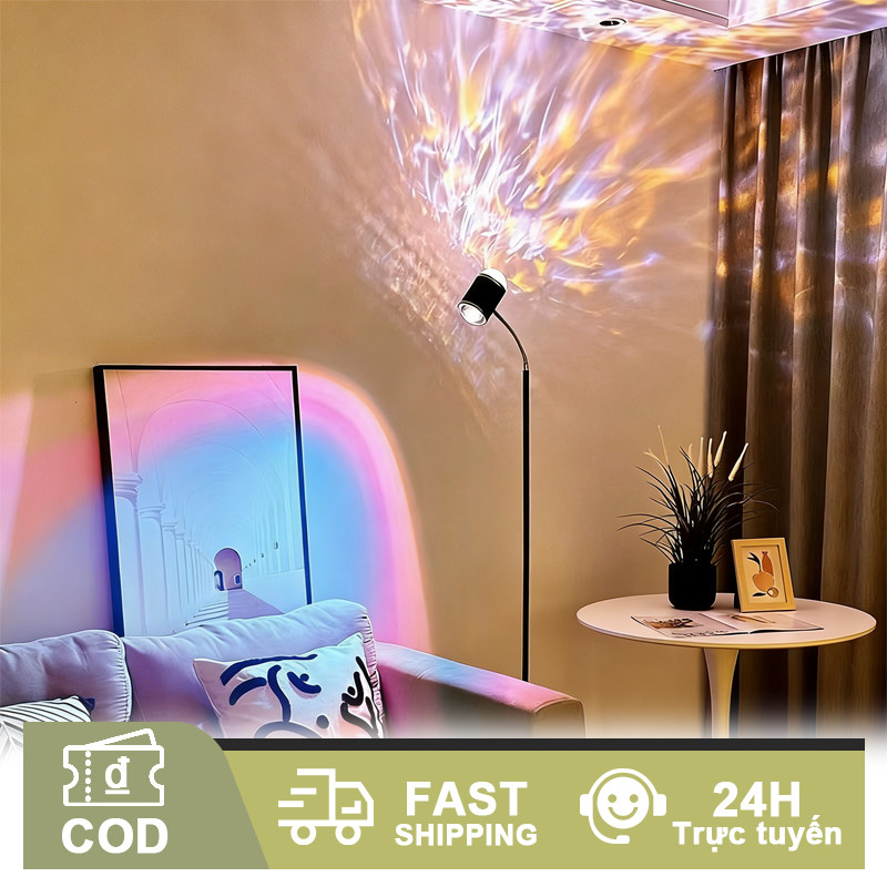 Đèn hoàng hôn hiệu ứng sóng nước 2in1, decor phòng ngủ, livestream, chụp ảnh, đèn hoàng hôn