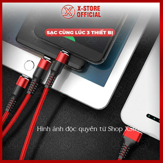 Cáp sạc đa năng 3 trong 1 bọc dù, dây sạc Type C/LN/Micro, sạc nhanh cho điện thoại thông minh - DS3D01