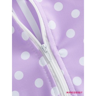 MG-Toddler Bé Gái Rash Guard Đồ Bơi Dễ Thương Thời Trang Dài Tay Sọc Chấm Áo liền quần Có Mũ 2 Chiếc Đồ Bơi