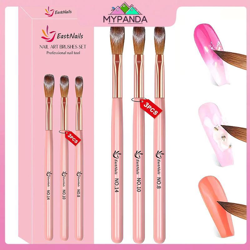 Bộ cọ acrylic 3 chiếc MYPANDA #8/10/14, bàn chải nối dài bột móng, dụng cụ nghệ thuật 3D salon