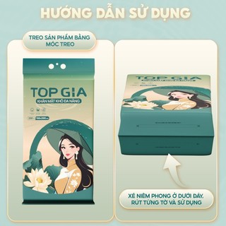 Khăn vải khô  Top Gia, bịch 200 tờ Sắc Việt rút treo tường an toàn cho da tặng móc treo