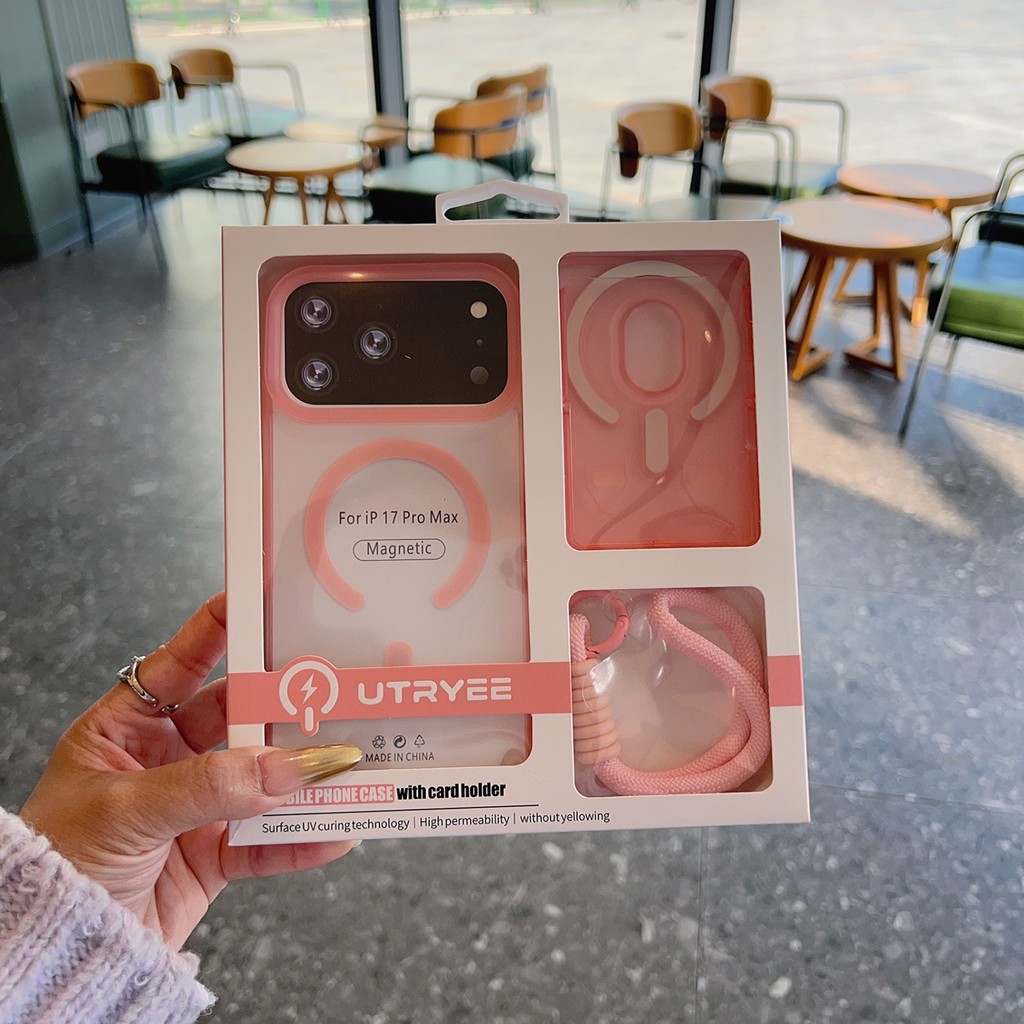 Hộp đựng thẻ từ tính mờ Acrylic có giá đỡ điện thoại cho iPhone 17promax 16 / 15 / 14 / 13 / 12 / 11