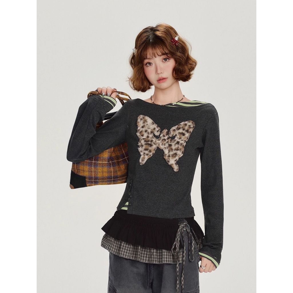Váy bánh suông kẻ sọc retro layering, phong cách Y2K thời thượng