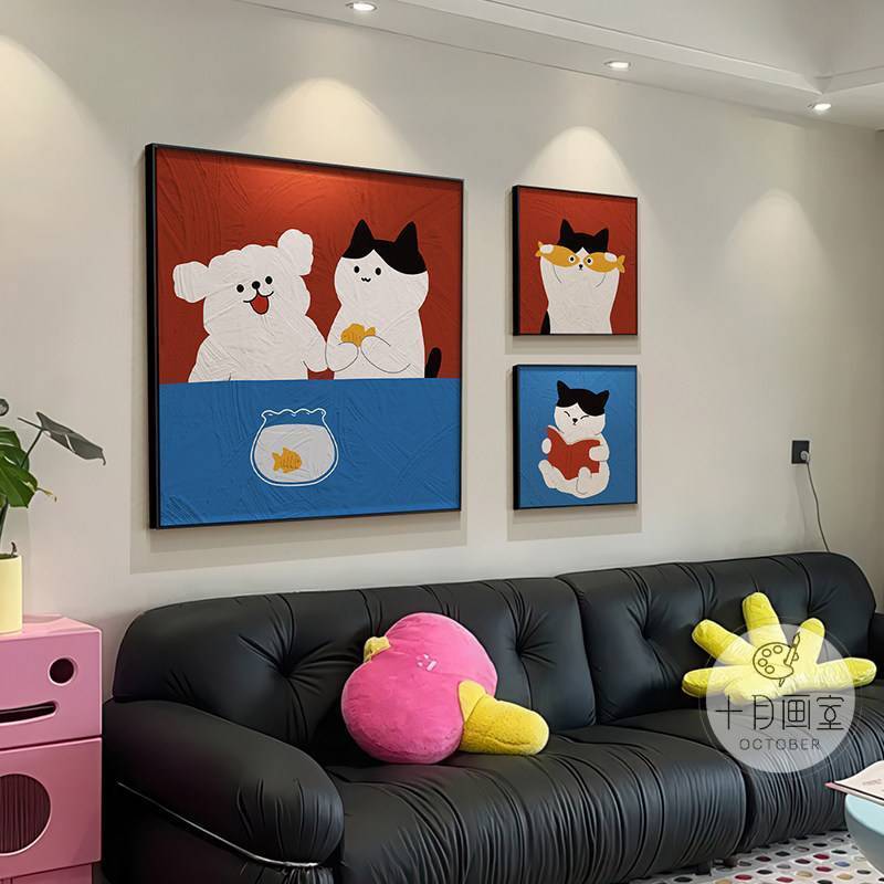 Tranh trang trí canvas treo tường mèo thú vị để trang trí phòng ngủ và phòng khách