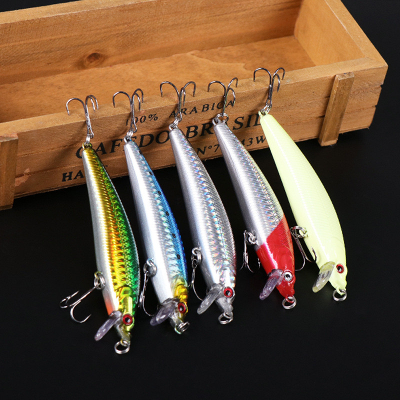Mồi Nổi Minnow Giả Mồi Dài Đúc Bề Mặt Nước Vòng Hạt Nước Ngọt Câu Cá Alice Miệng Biển Bass Mullet Mồi Giả Mồi Cứng
