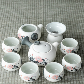 Bộ Trà Kung Fu Cao Cấp Hộ Gia Đình Gốm Bông Tuyết Glaze Bên Tay Cầm Văn Phòng Ánh Sáng Sang Trọng Làm Trà Trung Quốc RSDO