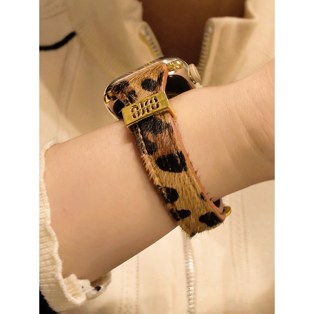 Dây đeo thắt lưng nhỏ in họa tiết da báo cổ điển dành cho nữ Thích hợp cho Apple Watch S11 SE3 Ultra3 S10 S9 S8 SE S7 S6 Ultra 49mm 46mm 42mm 40mm 44mm 41mm 45mm Dây đeo cổ tay