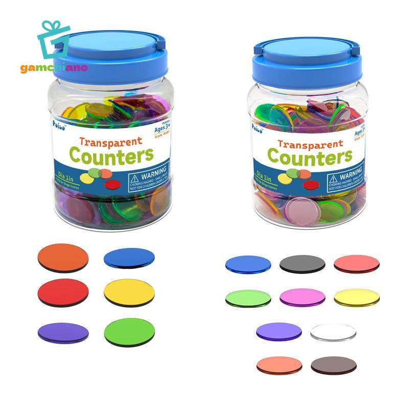 Gamchiano 300 Chiếc Đếm Chip Trong Suốt Quầy Để Bàn Tay Nhỏ Phân Loại Các Loại Màu Sắc Với Bình Di Động Trò Chơi Giáo Dục Trẻ Em
