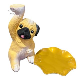RO > Sáng Tạo Pug Tượng Khay Bảo Quản Chó Dễ Thương Chìa Khóa Kẹo Sna Tấm Bảo Quản Động Vật Điêu Khắc Đồ Trang Trí Văn Phòng Để Bàn Trang Trí Mới