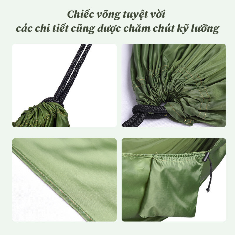 Võng Dù Siêu Nhẹ Chống Lật, Túi Cất Gọn 1 Khối,Chịu Tải 250kg,Lý Tưởng Cho Camping-Du Lịch-Dã Ngoại