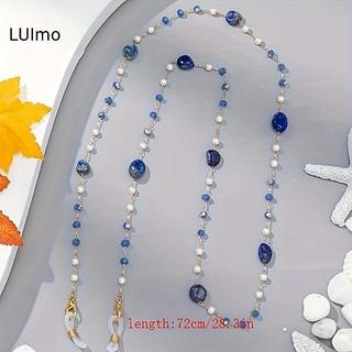 LUImo Sản Xuất Bằng Tay Kính Dây Xích Cho Ánh Sáng Mùa Hè Ngọc Trai Sang Trọng Pha Lê Xanh Hải Quân Dây Treo Thời Trang Chống Mất Mắt SBS