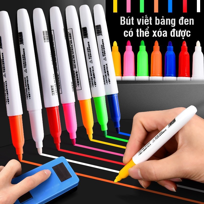 Bút lông viết bảng nhiều màu, mực đậm dễ lau, hỗ trợ dạy học và vẽ trang trí bảng sáng tạo