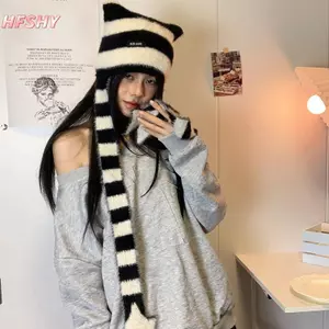 Mũ Dệt Kim Y2K Sweet Style cho Hot Girl - Thoải Mái và Sang Trọng với Họa Tiết Ngôi Sao Sọc