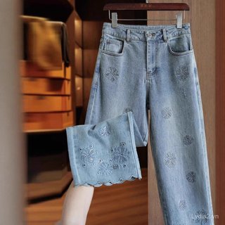 Quần Jean Thêu Hoa Classic Plus Size - Lưng Cao Ôm Chân, Mùa Hè Siêu Phù Hợp