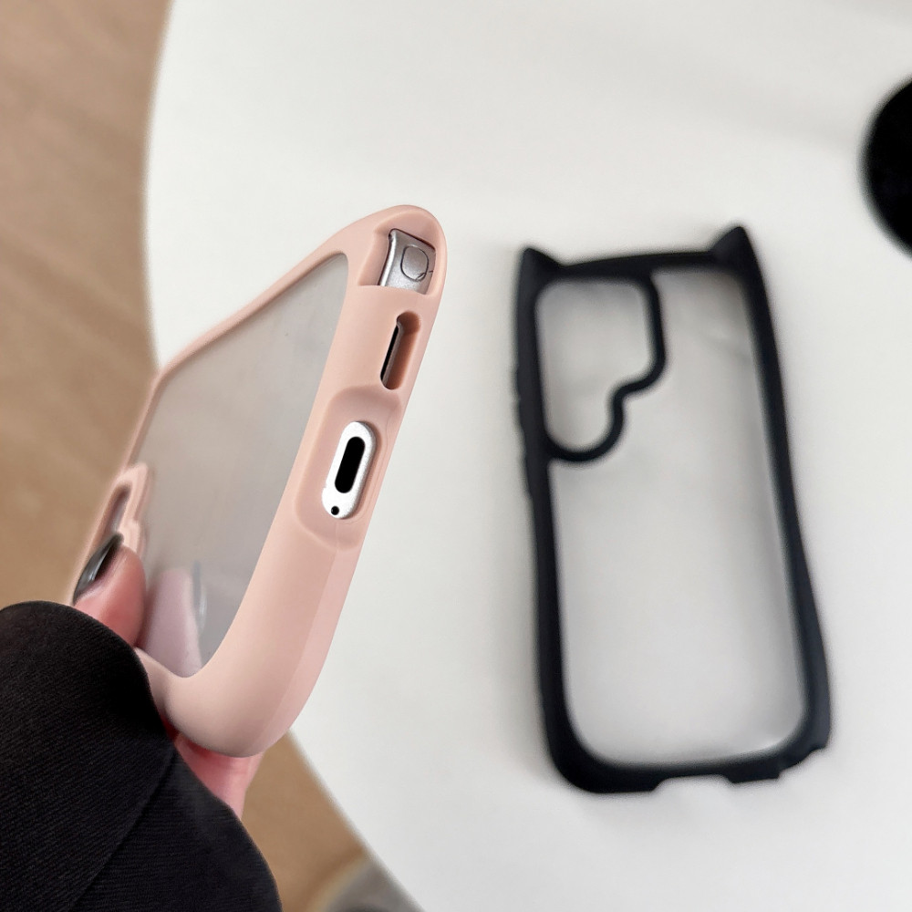 Ốp Điện Thoại Hình Tai Mèo Cho Samsung Galaxy S26 S25 S24 S23 Plus Siêu Edge Trong Suốt PC Nhiều Màu Sắc TPU Viền Chống Rơi Vỏ Thời Trang