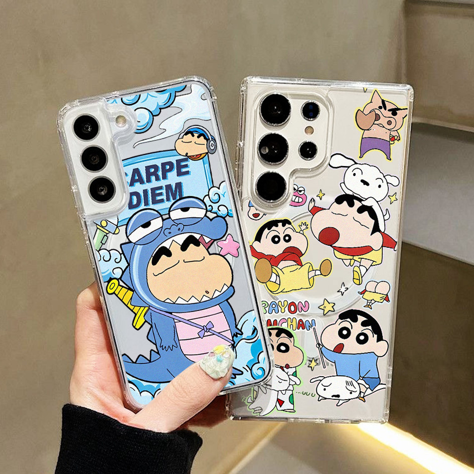 Dành Cho Samsung S26 S25 Siêu Dễ Thương Crayon Shin-chan Cứng Nam Châm Ốp Lưng Điện Thoại S24 FE S24U S23U S22 A17 A56 A55 S25 + S24 Plus S23 S20 FE Vỏ Samsung Chống Sốc